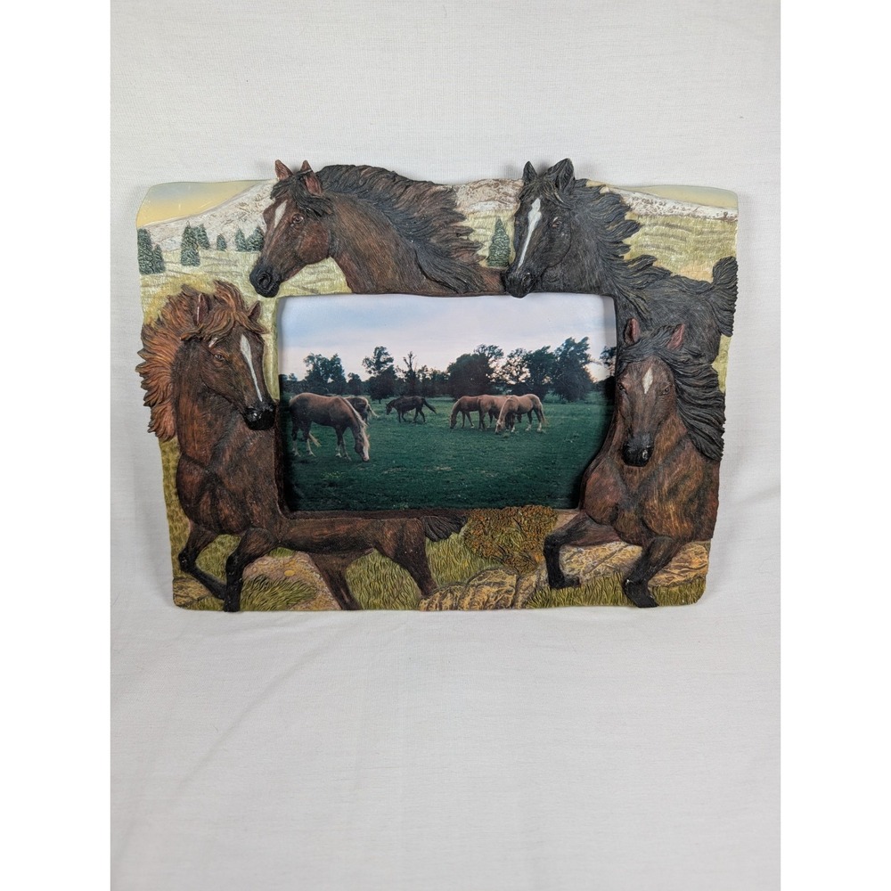 Vintage Horse Resin Picture Frame Includes Horse Photo